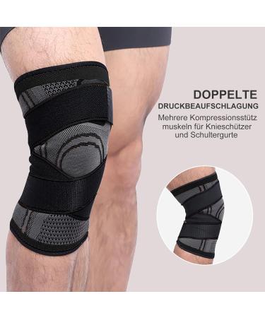 Adjustable Knee Support - 2 Piece Sports Knee Sleeve for Men & Women | Relieves Pain from Meniscal Tear Arthritis & Tendon Inflammation - Ideal for Running Climbing & Weightlifting (Black L) - Buy Online on GoSupps.com