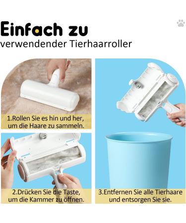 Mudela Animal Hair Remover | Self-Cleaning Lint Roller for Dog & Cat Hair | Effective on Carpets Furniture Clothing and More - White & Blue - Buy Online on GoSupps.com