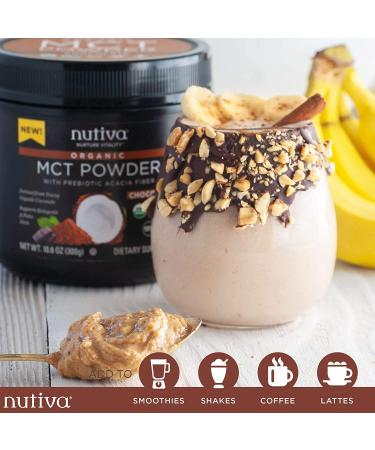 Nutiva Organic Chocolate MCT Powder - 10.6 oz (300g) for Energy & Wellness - Buy Online on GoSupps.com