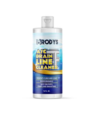 Brodys - A/C HVAC Drain Line Cleaner, 16oz Bottle, 2 MONTH SUPPLY, (Great to use at home, in the office, at restaurants and large commercial buildings) A/C Drain Cleaner