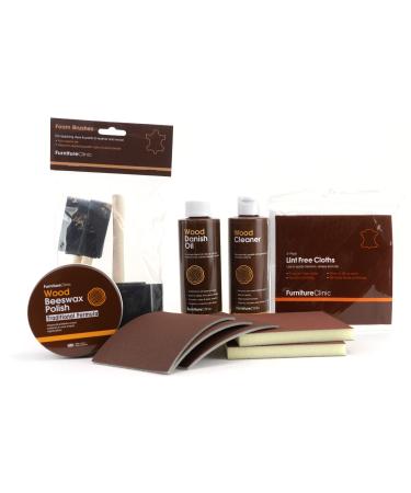 Ultimate Wood Maintenance Kit - Used to Clean Oil & Wax All Items of Wood Such as Furniture Worktops & Doors. Contains 250ml Wood Cleaner 250ml Beeswax 250ml Danish Oil