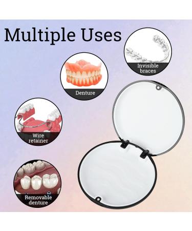 Beejoy Retainer Case Orthodontic Denture Box Round Retainer Box with Magnetic Seal Textured Liner Multifunctional Mouth Guard Denture Case for Retainers Mouthguards Braces (Black) - Buy Online on GoSupps.com
