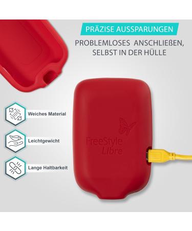 Patchinga Soft Silicone Protective Cover for Freestyle Libre Reader 1 2 & 3 | Shockproof & Anti-Slip - 9 Colors Available (Red) - Buy Online on GoSupps.com