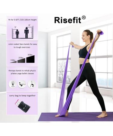 Long Non-Latex Resistance Bands Set for Yoga, Strength Training & Physical Therapy - 3pcs Pink Purple Blue 150cm - Buy Online on GoSupps.com