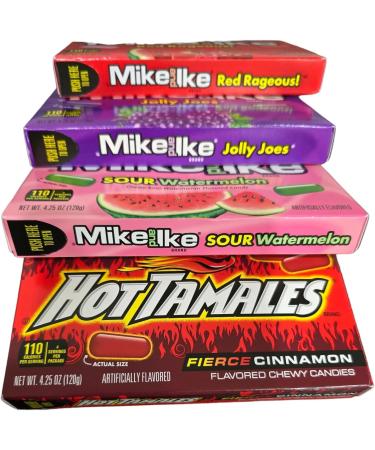 Variety pack of 3 Mike and Ike & 1 Tamales cinnamon candies 120g each Total 480g(17Oz) - Buy Online on GoSupps.com