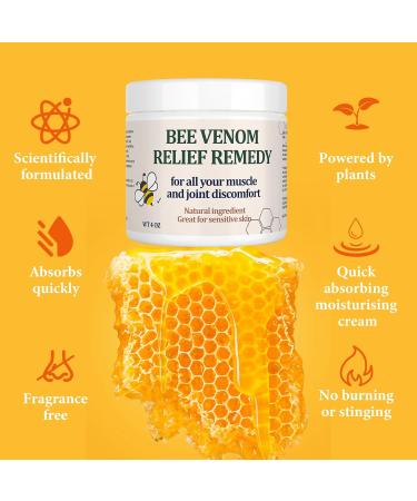Organic Bee Venom Muscle & Joint Cream - Extra Effective Pain Relief for Neck Shoulders Knees & More | 4 Fl Oz (Pack of 2) - Arnica & Vitamin B6 - Buy Online on GoSupps.com