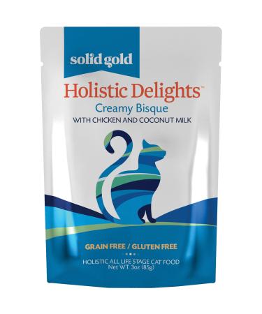 Solid Gold - Holistic Delights Creamy Bisque - Grain & Gluten-Free Holistic Wet Cat Food in Individual Pouches For All Life Stages - Individual Pouches Chicken 3 Ounce (Pack of 24)