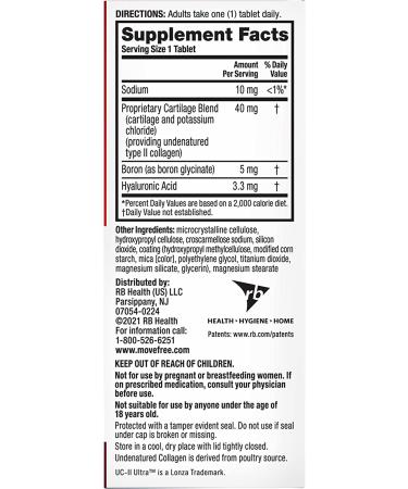 Move Free Ultra Triple Action Joint Support Supplement - 64 Tablets - Type II Collagen, Boron, Hyaluronic Acid - Joint Comfort, Cartilage & Bone Support - 1 Tiny Pill Daily - Buy Online on GoSupps.com