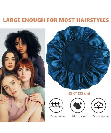 Himoswis Satin Bonnet for Sleeping - 4 Pack Hair Bonnets for Black Women - Satin Sleep Cap for Curly Hair - A4 Black Burgundy Teal Leopard - Buy Online on GoSupps.com