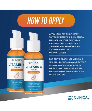 Clinical Effects Vitamin C Serum - Brightening & Hydrating Antioxidant Serum for All Skin Types - 1 oz Made in the USA - Buy Online on GoSupps.com