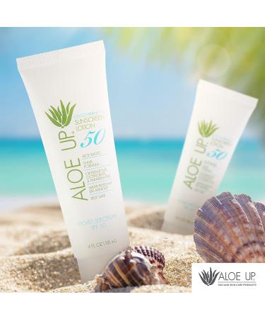 Aloe Up SPF 50 Sunscreen Lotion - Non-Greasy & Quick Absorbing, Reef Friendly Sun Care - 4 Fl Oz - Buy Online on GoSupps.com