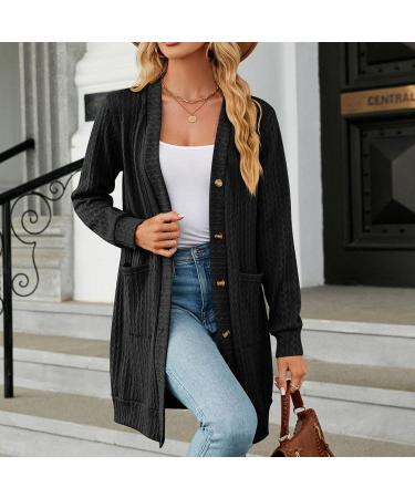 Gefomuofe Cardigan Women's Long Cardigan Lightweight Loose Cardigan Long Cardigan Women's Lightweight Loose Casual Cardigan Sun Protection Shirt Holiday Beach Blouse M Black - Buy Online on GoSupps.com