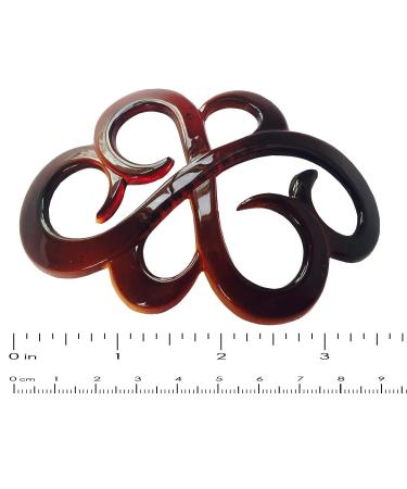 Parcelona French Wide Flower Tortoise Shell Brown Bun Holder Slider Clip with Stick - Buy Online on GoSupps.com