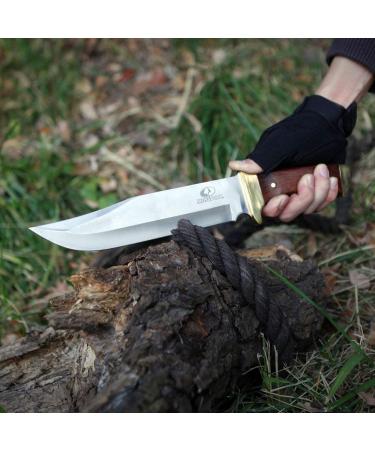 Mossy Oak 14-Inch Bowie Knife with Wood Handle and Leather Sheath - Buy Online on GoSupps.com