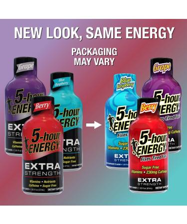 5-Hour Energy Extra Strength Shots Variety Pack 30 Count (1.93 fl oz) - Berry Grape Blue Raspberry - Buy Online on GoSupps.com