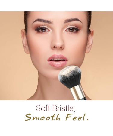 Luxspire Flat Kabuki Makeup Brush - Large Soft Face Mineral Powder Foundation & Blush Brush for Blending Makeup - Black & Gold - Buy Online on GoSupps.com