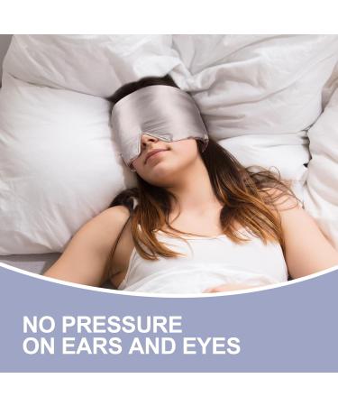 Luxury Mulberry Silk Sleep Mask - Adjustable Eye Cover for Sleeping | Soft Pressureless Blackout Design for Men & Women - Large Size Mink Silver - Buy Online on GoSupps.com