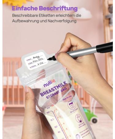 Nuliie 120-Piece BPA-Free Breast Milk Storage Bags - Temperature-Sensitive Spout-Proof Space-Saving (180ml) - Ideal for Breastfeeding - Buy Online on GoSupps.com