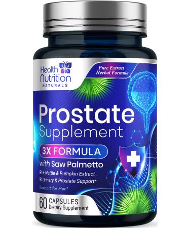 Prostate Health Supplements for Men 1000mg - 3X Strength with Saw Palmetto Blend Stinging Nettle Root & Pumpkin Seed Support Complex - Supports Bathroom Trips Prostate & Urinary Health - 60 Capsules 60 Count (Pack of 1)