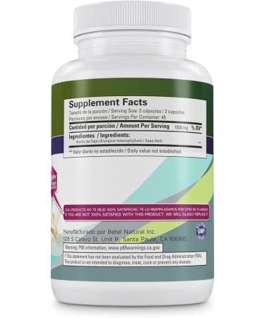 Premium Betel Natural Hierba del Sapo Capsules - Healthy Detox 90ct - Traditional Mexican Thistle Supplement - Buy Online on GoSupps.com