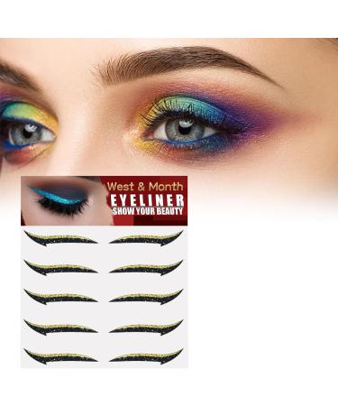 Esquirla 5 Pair of Eye Line Strip Sticker Eye Makeup Tool Waterproof Glitter Eyeliner Stickers for Daily Wear Weddings Eyes Dress up Parties Women Gold - Buy Online on GoSupps.com
