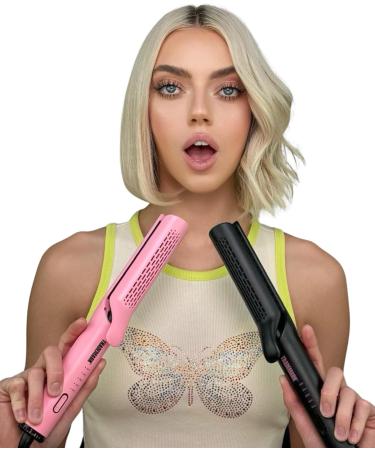 Airflow Styling Flat Iron - 2 in 1 Hair Straightener & Curler with Ceramic Plates Tourmaline Coating & 360 Vents - Sunny Styler in Pink | International Shipping Available - Buy Online on GoSupps.com