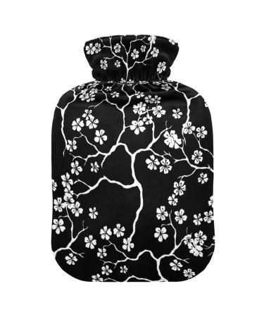 Hot water bottles with cover cherry blossom hot water bag for pain relief period cramps hand foot warmer 2 liters