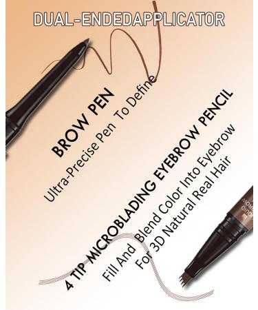Buy Waterproof Microblading Eyebrow Pencil - 2-in-1 Dual-Ended Dark Brown Eye Brow Pen for Natural Looking Makeup - Long Lasting & Ultra Precise - Buy Online on GoSupps.com