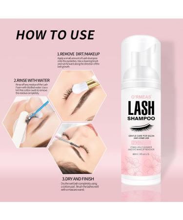 Lash Shampoo 60ML + Brush | Eyelid Foaming Cleanser for Extension Removal | Salon-Quality Makeup Remover - Buy Online on GoSupps.com