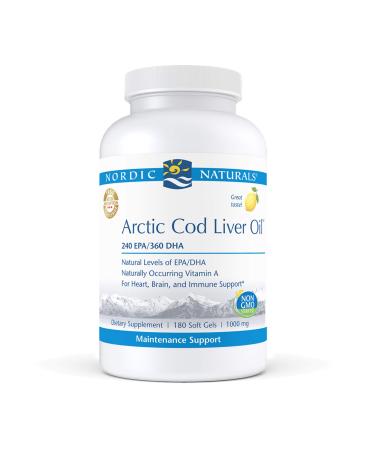 Nordic Naturals Arctic Cod Liver Oil Lemon 1000 mg 180 Softgels