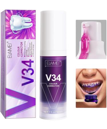Teeth Whitening V34+ Colour Corrector Purple Toothpaste for Teeth Whitening Plaque Remover for Teeth V Teeth WHITENING Strips. Stain Remover Sensitivity & Formula for a Bright Smile - Buy Online on GoSupps.com