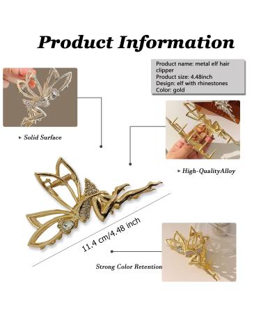 Gold Rhinestone Crab Hair Clip for Women - Elegant Hair Accessory for Thin/Thick Hair - 1Pcs - Buy Online on GoSupps.com