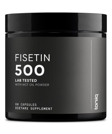 Toniiq Ultra High Purity Fisetin 500mg - 98%+ Higly Purified & Bioavailable Fisetin Supplement with MCT Oil for Absorption - Third-Party Tested Senolytic Supplements for Aging Support - 60 Capsules 60 Count (Pack of 1)