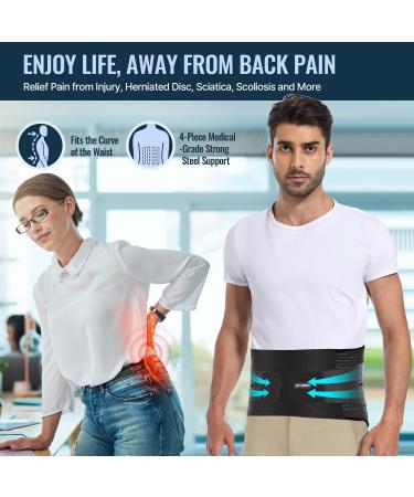 Fit Geno Back Brace Support for Lower Back Pain | Adjustable Lumbar Support for Men & Women | Breathable Design for Herniated Discs & Heavy Lifting | Size L (Waist 37-53 - Buy Online on GoSupps.com