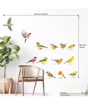 DECOWALL DS-8043 Garden Birds Wall Stickers - Watercolor Flying Bird Decals for Home Decor - Removable Nursery Art | Bedroom and Living Room Decoration - Buy Online on GoSupps.com