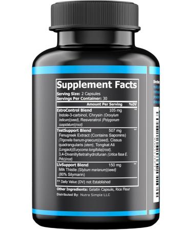 PCT Supplement for Men 3-in-1 Post Cycle Support & Natural Booster with Estrogen Blocker Liver Support Formula Made in USA with Fenugreek Chrysin Tongkat Ali Milk Thistle - 60 Capsules - Buy Online on GoSupps.com