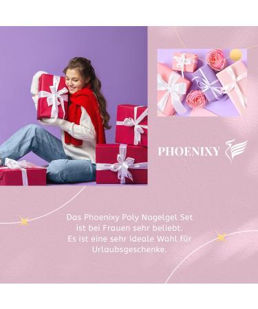 Phoenixy Poly Nail Gel Set 48W UV/LED Nail Extension Kit with 8 Colors Manicure Tools & Tips for DIY at Home Violet Style - Buy Online on GoSupps.com