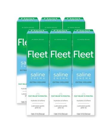 Fleet Laxative Saline Enemas for Constipation Relief for Adults Extra Volume 7.8 Fl Oz Each Pack of 6 Bottles Enema 7.8 Fl Oz (Pack of 6)