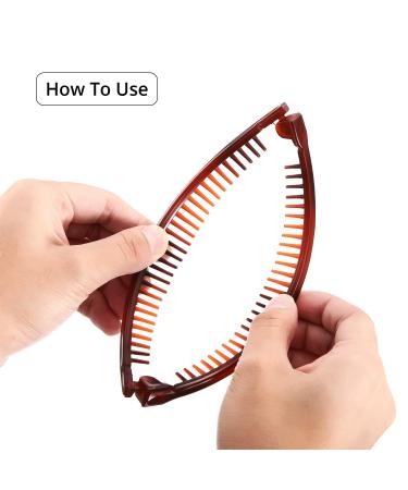 6-Piece Banana Clip Comb Set for Women - Brown/White/Black | Hair Grip Fishtail Ponytail Accessory - Buy Online on GoSupps.com