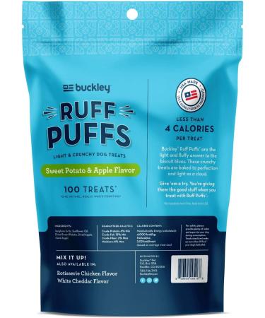Buy Buckley Ruff Puffs Sweet Potato & Apple Dog Training Treats - 4oz - Buy Online on GoSupps.com