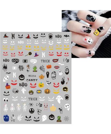 JMEOWIO 8 Sheets Halloween Nail Art Stickers Decals Self-Adhesive Pumpkin Skull Ghost Spider Web Bat Spook Nail Supplies Nail Art Design Decoration Accessories - Buy Online on GoSupps.com