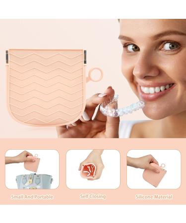 Silicone Retainer Case Portable Orthodontic Box with Vent Holes for Aligners Dentures & Mouth Guards | Slim Design for Travel Pink - Buy Online on GoSupps.com