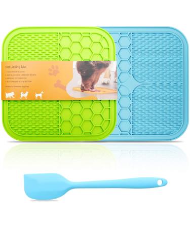 Dog Licking Mat with Suction Cups | BPA-Free Food Grade Silicone Mat for Fun, Anxiety, & Boredom Relief. Strong Suction Cups for Easy Grooming and Slow Feeding Green & Blue