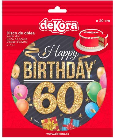 Dekora Happy 60 Birthday Wafer Disc for Cake Edible Cake Topper for Birthday Cake Round 20 CM - Buy Online on GoSupps.com