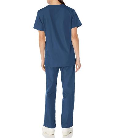 Cherokee Men and Women Scrub Set Modern Fit V-neck Top with Drawstring Pants - Navy, Medium - Buy Online on GoSupps.com