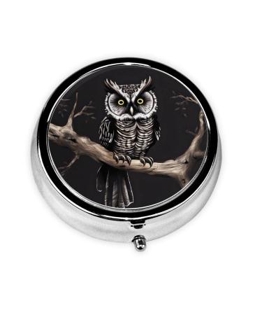 Late Night Owlround Pill Box 3 Compartment Round Pill Box Organizer &Portable Travel Pill Box for Traveling.