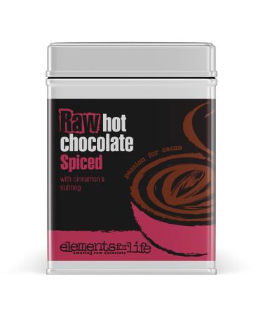 Premium Vegan Raw Spiced Hot Chocolate Cocoa Powder | With Warming Winter Spices | Raw Cacao Cinnamon Nutmeg & Coconut Blossom Sugar | Dairy Free Soya free and Gluten Free | 1 x 175g Tin Can - Buy Online on GoSupps.com
