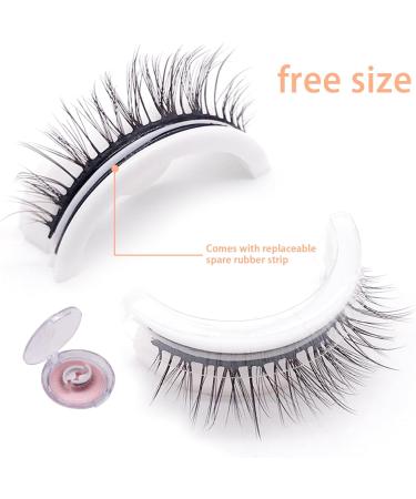 Fake Eyelashes 1 Pair Reusable Self-adhesive False Eyelashes Makeup Eyelashes with Crystal Case Realistic Lashes for Beginners Women Natural Fake Eyelashes - Buy Online on GoSupps.com