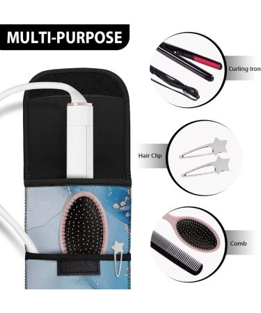 Blue Marble Print Neoprene Curling Iron Holder | Water Resistant & Heat Resistant Travel Organizer for Women - Buy Online on GoSupps.com