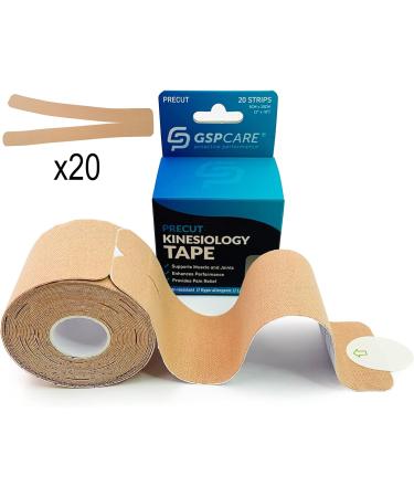 Skin Pre-Cut Y Kinesiology Tape - 20 Pieces, 5cm x 5m - Muscle Pain Relief & Joint Protection with Elastic Sports Tape - Buy Online on GoSupps.com